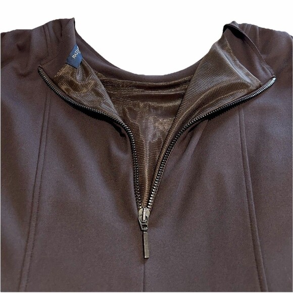 Piazza Sempione Italian Luxury Womens Sheath Dress Brown Stretch Career Timeless - Picture 5 of 11